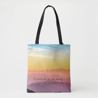 Bolso De Tela Hermosa escena matutina con escritura.