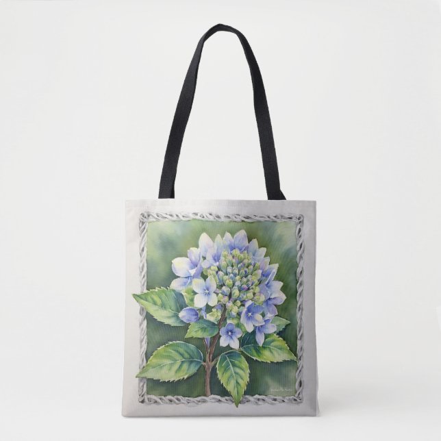 Bolso De Tela Hermosa Flor Azul (Anverso)