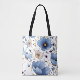 Bolso De Tela Hermosa flor azul claro