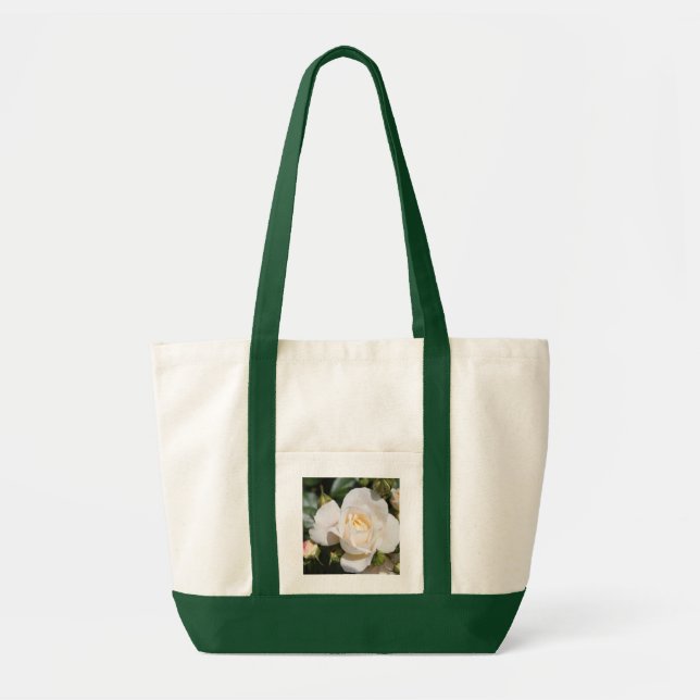 Bolso De Tela hermosa flor de rosa blanca. amor y romance (Frente)