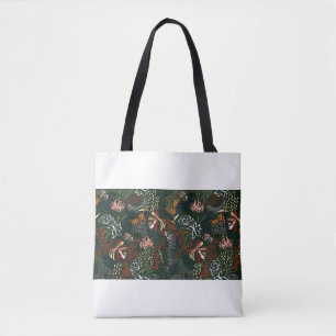 Bolso De Tela Hermosa flor dibujada a mano retro , palma tropica