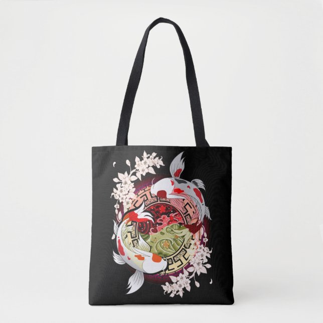 Bolso De Tela Hermosa flor japonesa Koi Fish (Anverso)