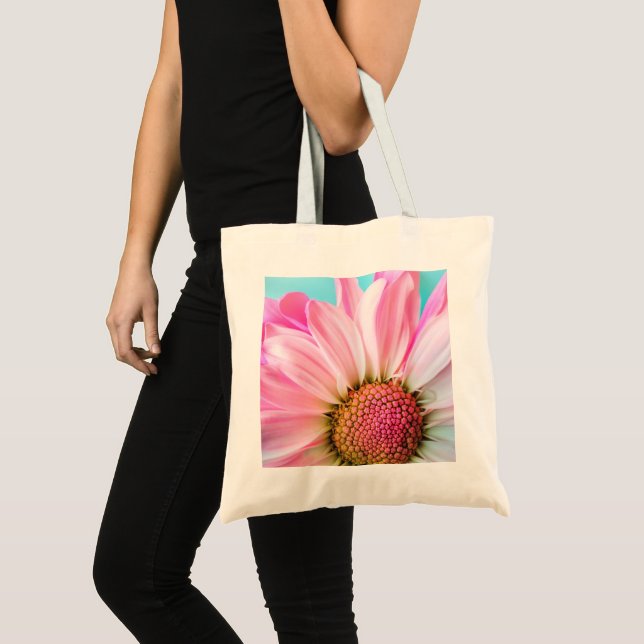 Bolso De Tela Hermosa flor rosa cercana foto (Anverso (producto))
