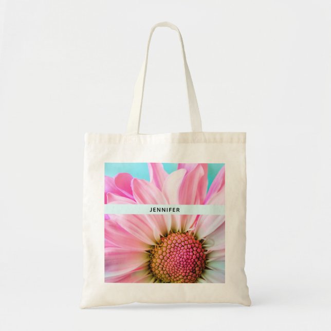 Bolso De Tela Hermosa flor rosa cercana foto (Frente)