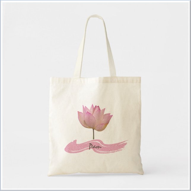 Bolso De Tela Hermosa flor rosa de Lotus (Bookmark my store! https://www.zazzle.com/store/capricepetit)
