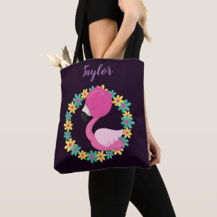 Bolso De Tela Hermosa Floral Flamingo