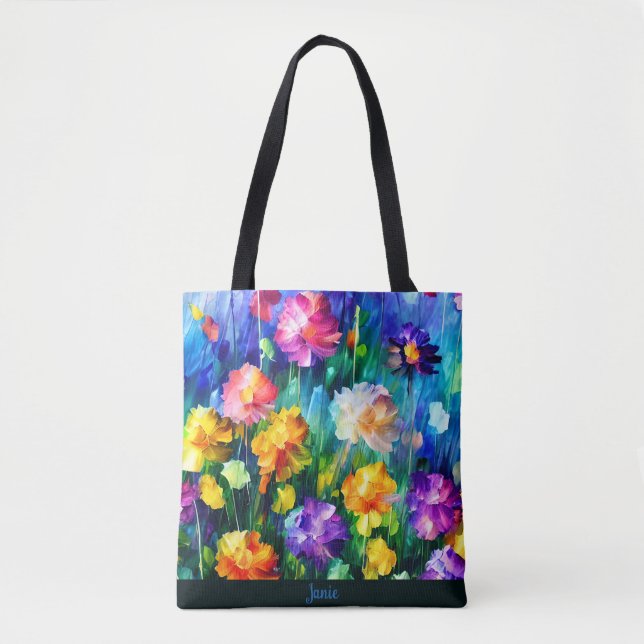 Bolso De Tela Hermosa floral moderna personalizada (Anverso)