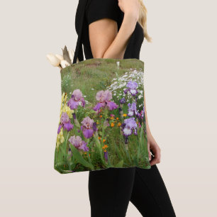 Bolso De Tela Hermosa foto floral de Iris morado