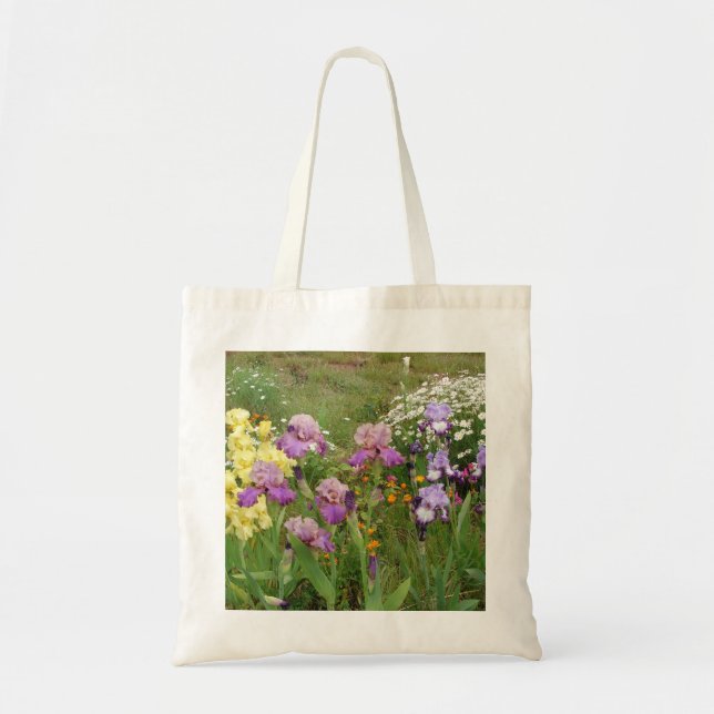 Bolso De Tela Hermosa foto floral de Iris morado (Frente)