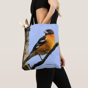 Bolso De Tela Hermosa garganta de cabeza negra en un árbol