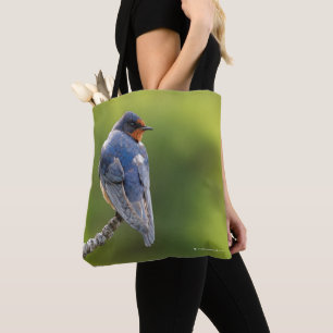 Bolso De Tela Hermosa Golondrina Tijereta en una Rama