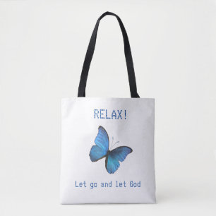 Bolso De Tela Hermosa Gran Mariposa Azul