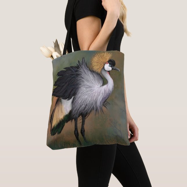 Bolso De Tela Hermosa grana-grúa - Arte de pintura mezclado (Detalle)