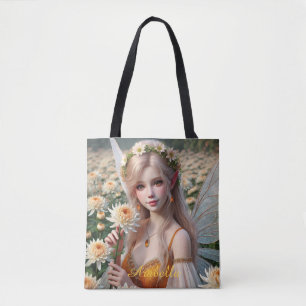 Bolso De Tela Hermosa hada de noviembre en crisantemos