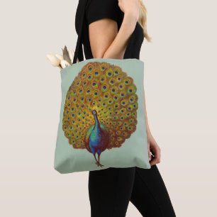 Bolso De Tela hermosa huella de pavo real victoriana