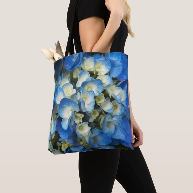Bolso De Tela Hermosa Hydrangea Floral Azul (Detalle)