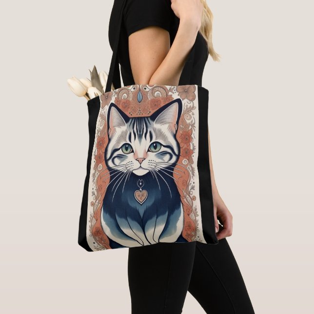 Bolso De Tela Hermosa ilustración de gato (Detalle)