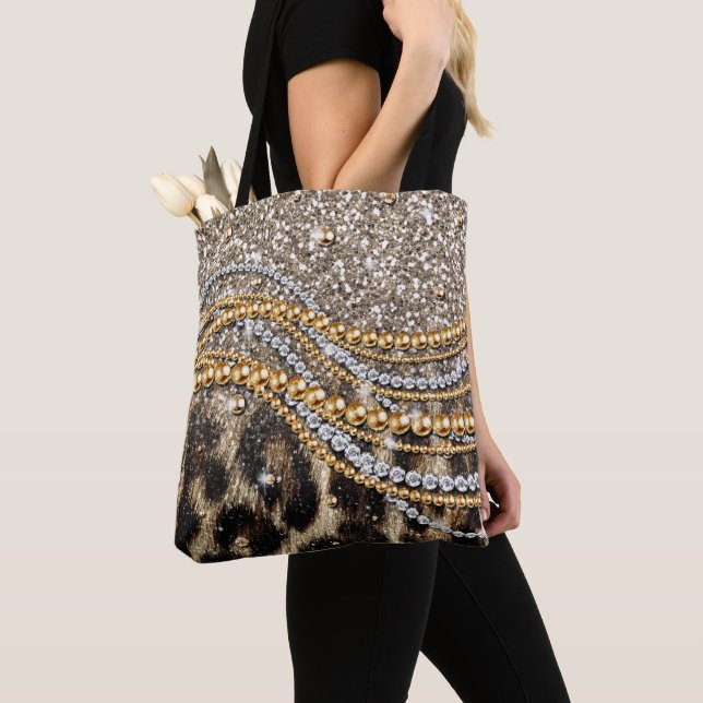 Bolso De Tela Hermosa imagen de animales de moda Leopard Faux (Detalle)
