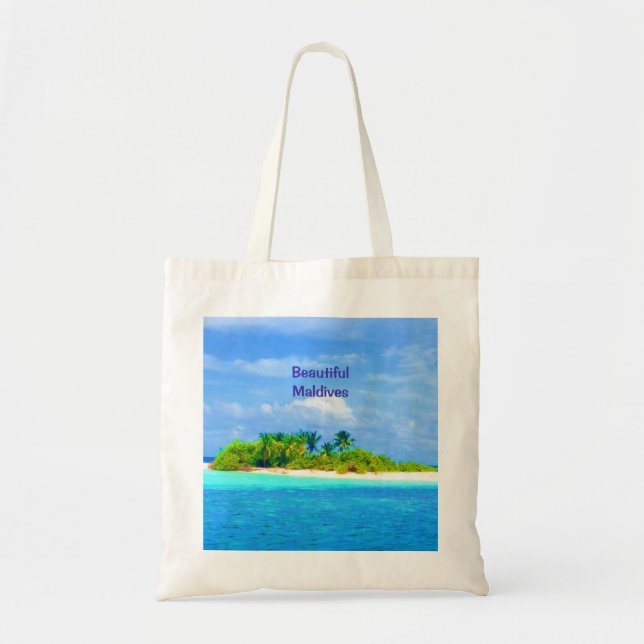 Bolso De Tela Hermosa isla tropical en Maldivas (Frente)