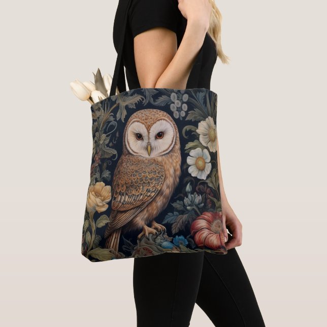 Bolso De Tela Hermosa lechuza al estilo Art Nouveau del jardín (Detalle)