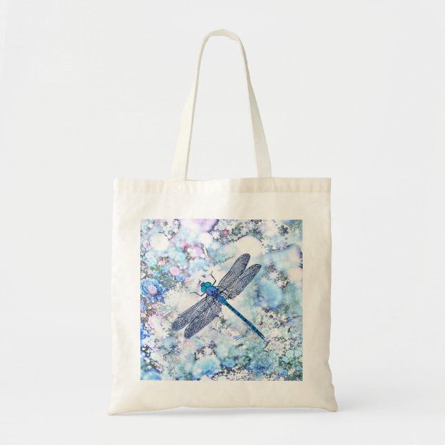 Bolso De Tela Hermosa libélula azul (Frente)