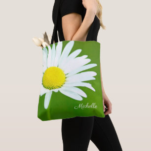 Bolso De Tela Hermosa margarita blanca personalizada