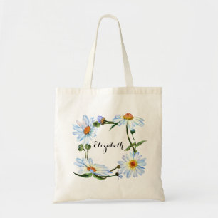 Bolso De Tela Hermosa margarita monograma nombre floral flor