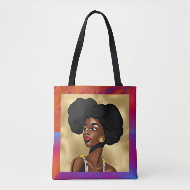 Bolso De Tela Hermosa mujer de estilo afrocéntrico (Anverso)
