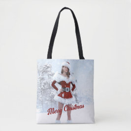 Bolso De Tela Hermosa mujer Navidad por la nieve de invierno