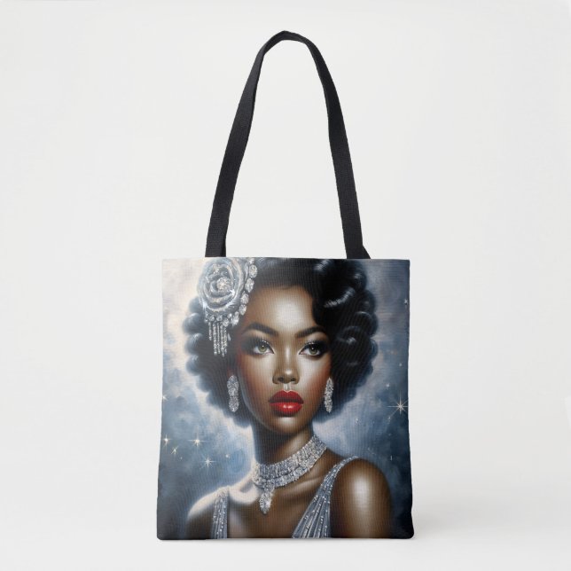 Bolso De Tela Hermosa mujer negra glamour estética (Anverso)