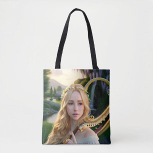 Bolso De Tela Hermosa musa que juega un arpa
