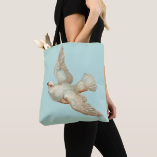 Bolso De Tela hermosa paloma blanca