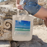 Bolso De Tela Hermosa Personalizado de Reunión Familiar de Fotog<br><div class="desc">Una hermosa fotografía del océano tomada en el destino de vacaciones ideal de Destin, Florida, hace una bolsa de tote de vacaciones en la playa personalizada para bonitos. Las hermosas aguas verdes de Sandestin se adentran en la arena bajo los cielos azules para hacer de la perfecta reunión familiar seadie...</div>