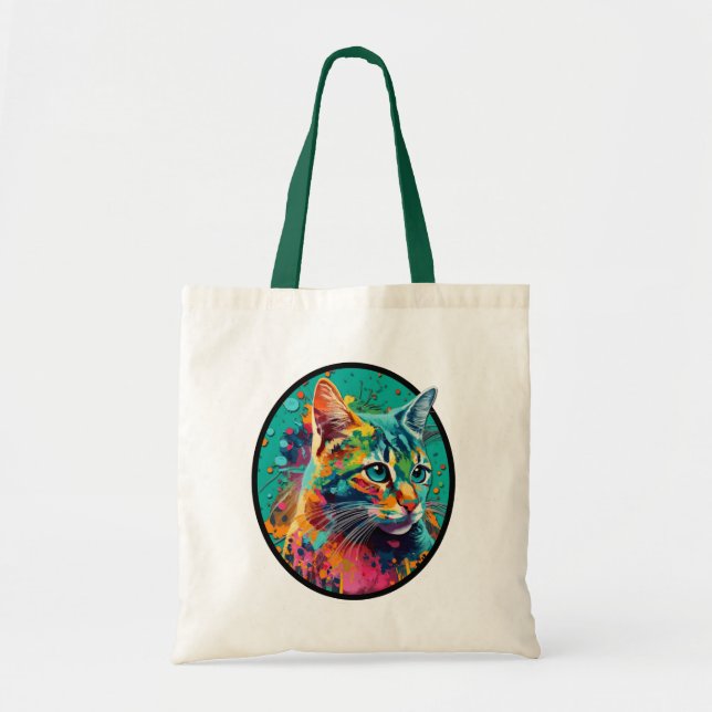 Bolso De Tela Hermosa pintura de gatos (Frente)
