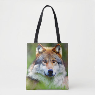 Bolso De Tela Hermosa pintura en la cabeza de Wolf