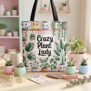 Bolso De Tela Hermosa Planta de Interior Animada con Acuarela