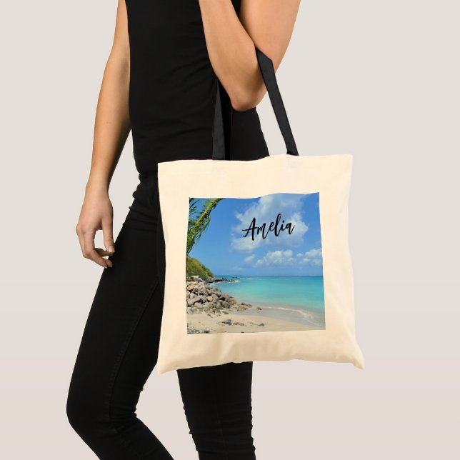 Bolso De Tela Hermosa playa tropical turquesa (Anverso (producto))