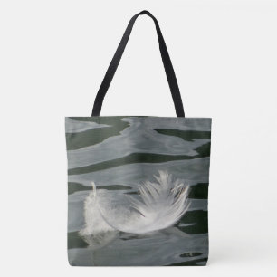Bolso De Tela Hermosa pluma blanca