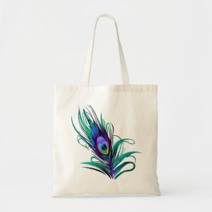 Bolso De Tela Hermosa pluma de pavo real