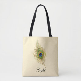 Bolso De Tela Hermosa pluma de pavo real y caligrafía