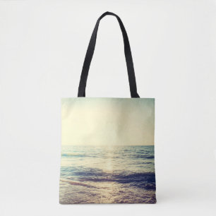 Bolso De Tela Hermosa puesta de sol con mar y playa - Vintage y 