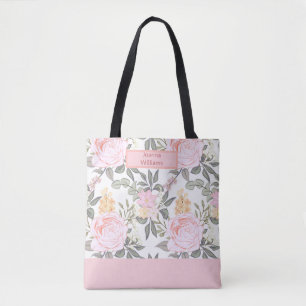 Bolso De Tela Hermosa rosa rosa rosa y vegetal