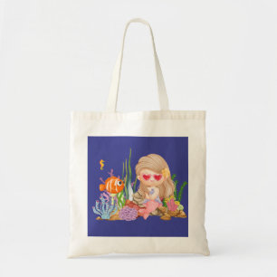 Bolso De Tela Hermosa sirena BRUNET HAIR jugando en el mar