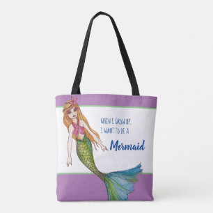 Bolso De Tela Hermosa sirena con el pelo largo
