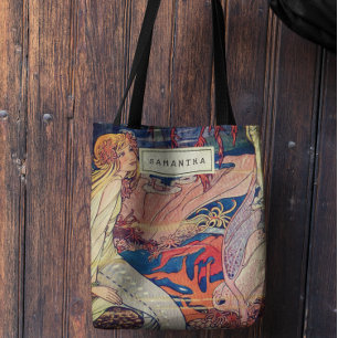 Bolso De Tela Hermosa sirena de estilo Art Nouveau personalizada
