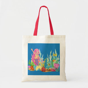 Bolso De Tela Hermosa sirena PINK PELO jugando en el mar