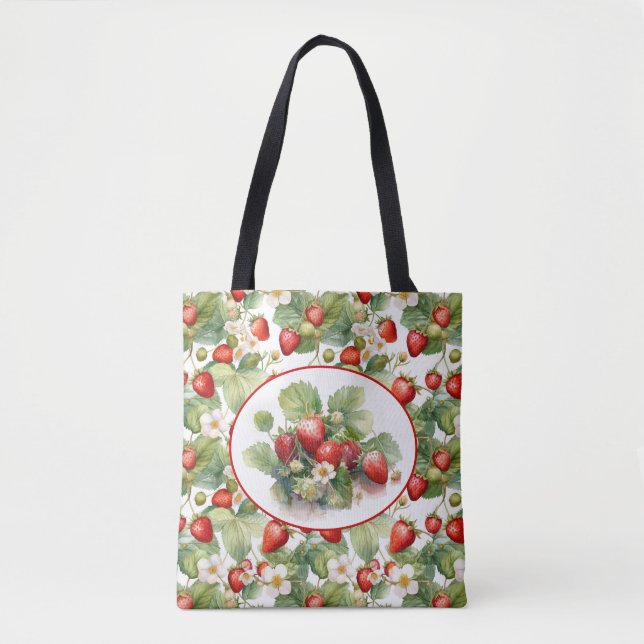 Bolso De Tela Hermosa Strawberries arte acuático (Anverso)