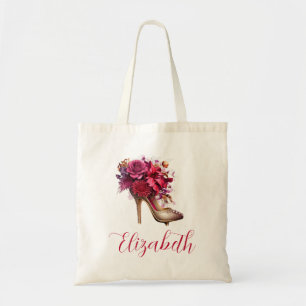 Bolso De Tela Hermosa temática floral zapato de tacón alto