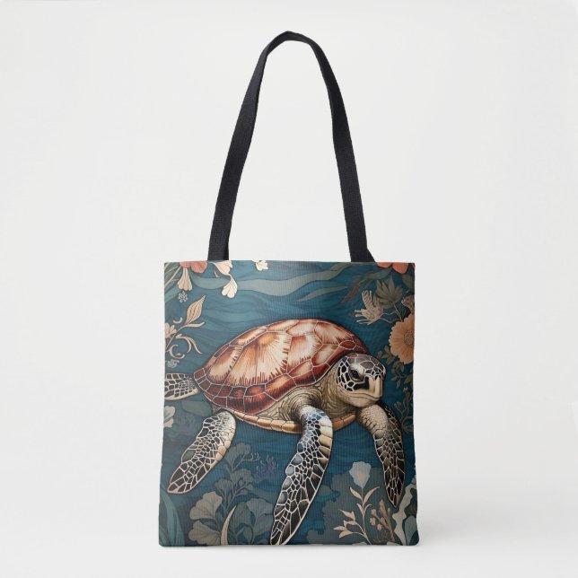 Bolso De Tela Hermosa tortuga submarina (Anverso)