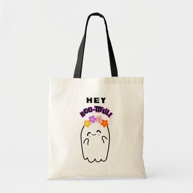 Bolso De Tela Hermosa travesura o truco de Halloween fantasma (Frente)